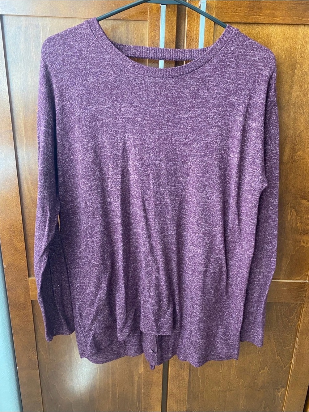 American Eagle Soft & Sexy Plush Long Sleeve Maroon Top Open Back